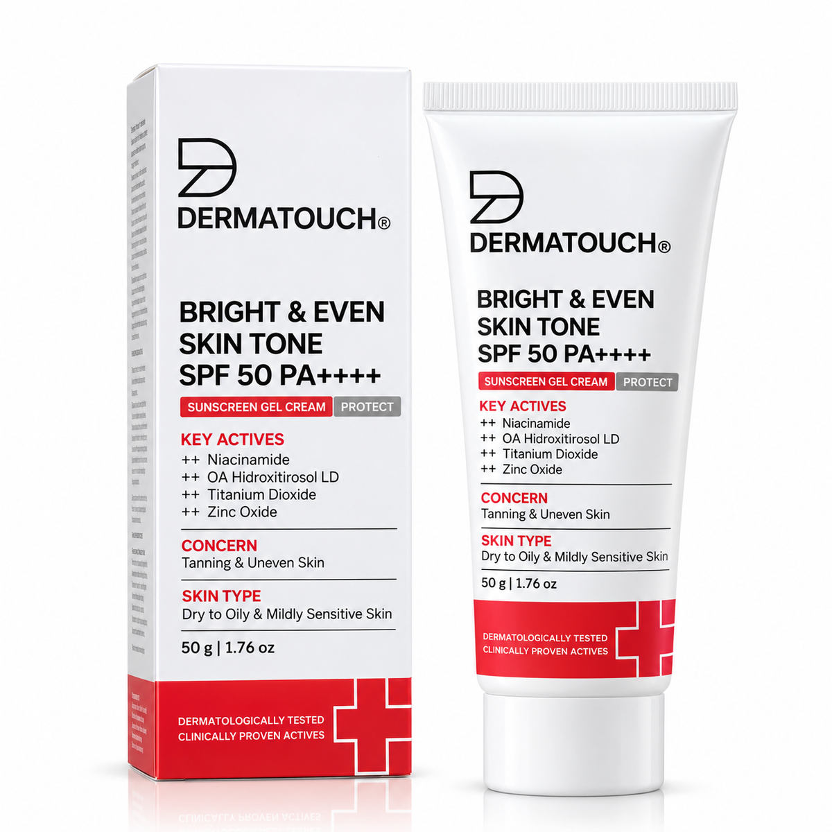 DermatoTouch Bright &amp; Even Skin Tone SPF 50 PA++++ | 50g
