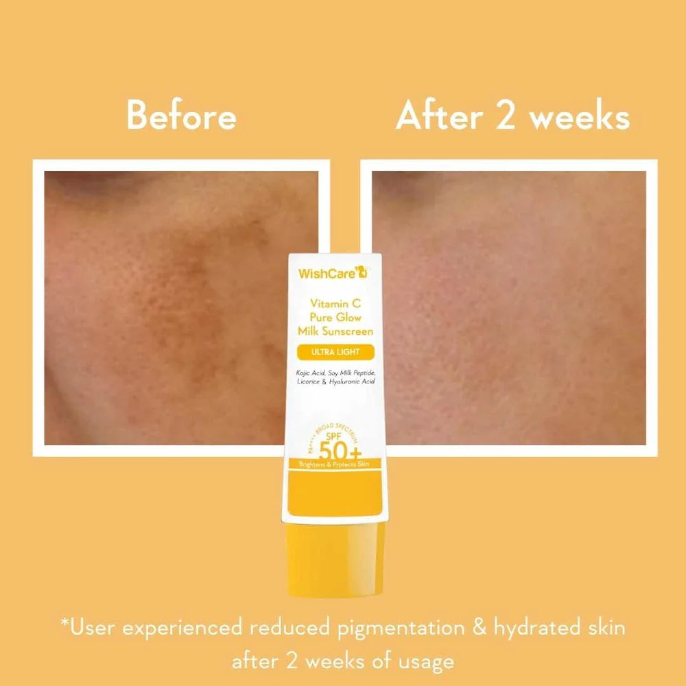 WishCare Vitamin C Pure Glow Milk Sunscreen SPF 50+ PA++++ 50g
