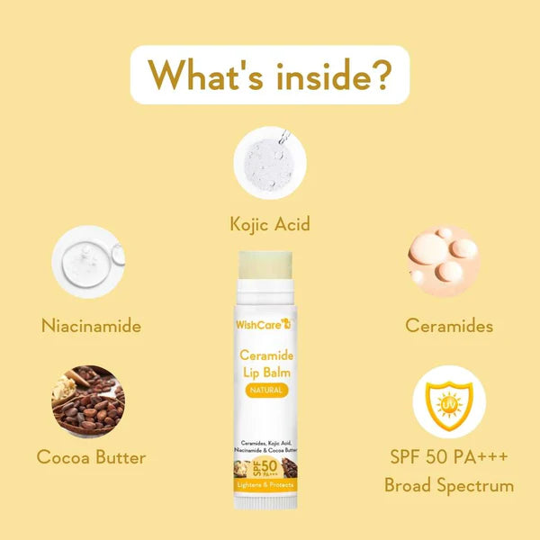 Wishcare Ceramide Lip Balm with SPF 50 PA+++ (Natural)