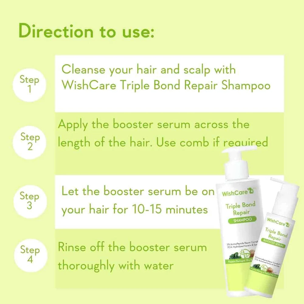 WishCare Triple Bond Repair Booster Serum – 10% AminoPeptide Hair Bond Repair Serum 100ml