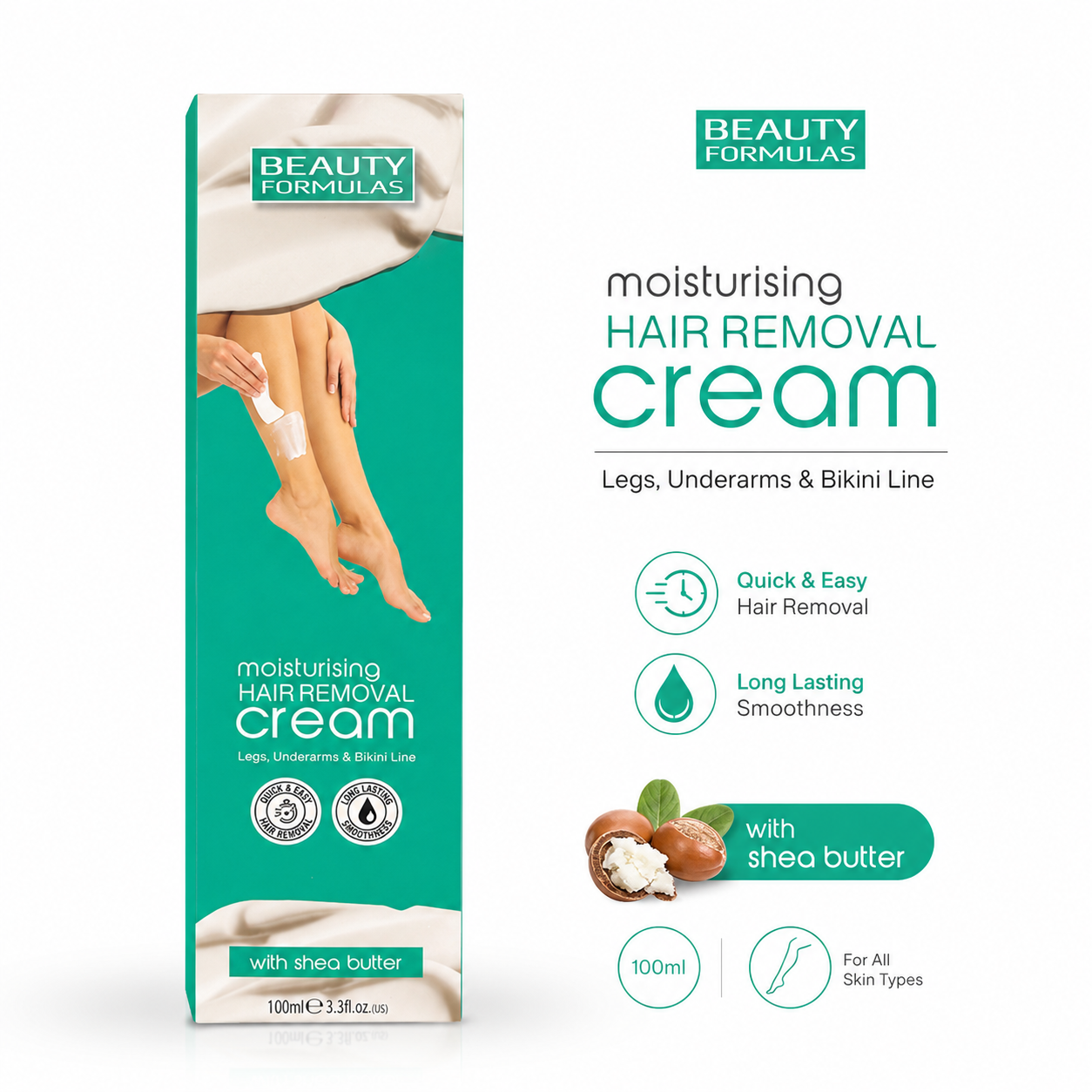 Beauty Formulas Moisturising Hair Removal Cream – 100ml