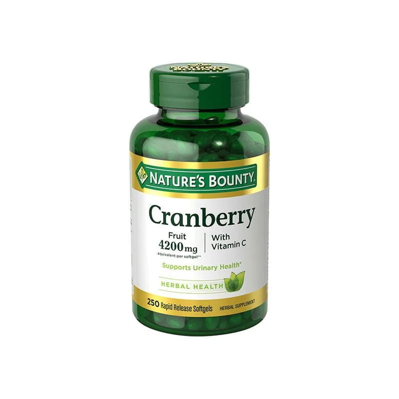 Nature’s Bounty Cranberry Herbal Health Supplement 4200mg with Vitamin C – 250 Softgels