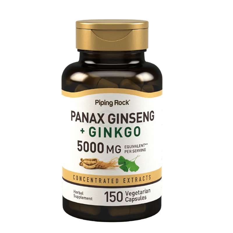 Piping Rock Panax Ginseng + Ginkgo 5000 mg – 150 Capsules