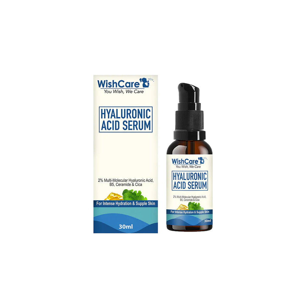 Wishcare Hyaluronic Acid Serum with 2% Multi-Molecular HA, Panthenol, Ceramide & Cica – For Intense Hydration – 30ml