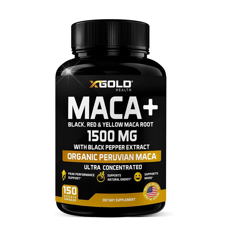 X Gold Health Organic Maca Root Capsules Black, Yellow, Red Strongest 1500 mg – 150 Capsules