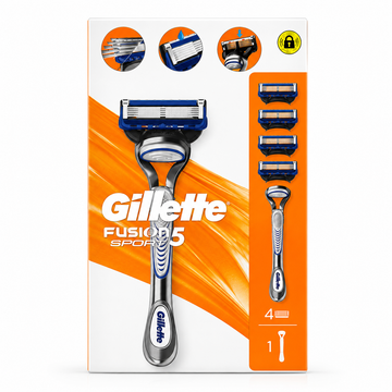 Gillette Fusion5 Sport Razor – 4 Replacement Cartridges + 1 Handle