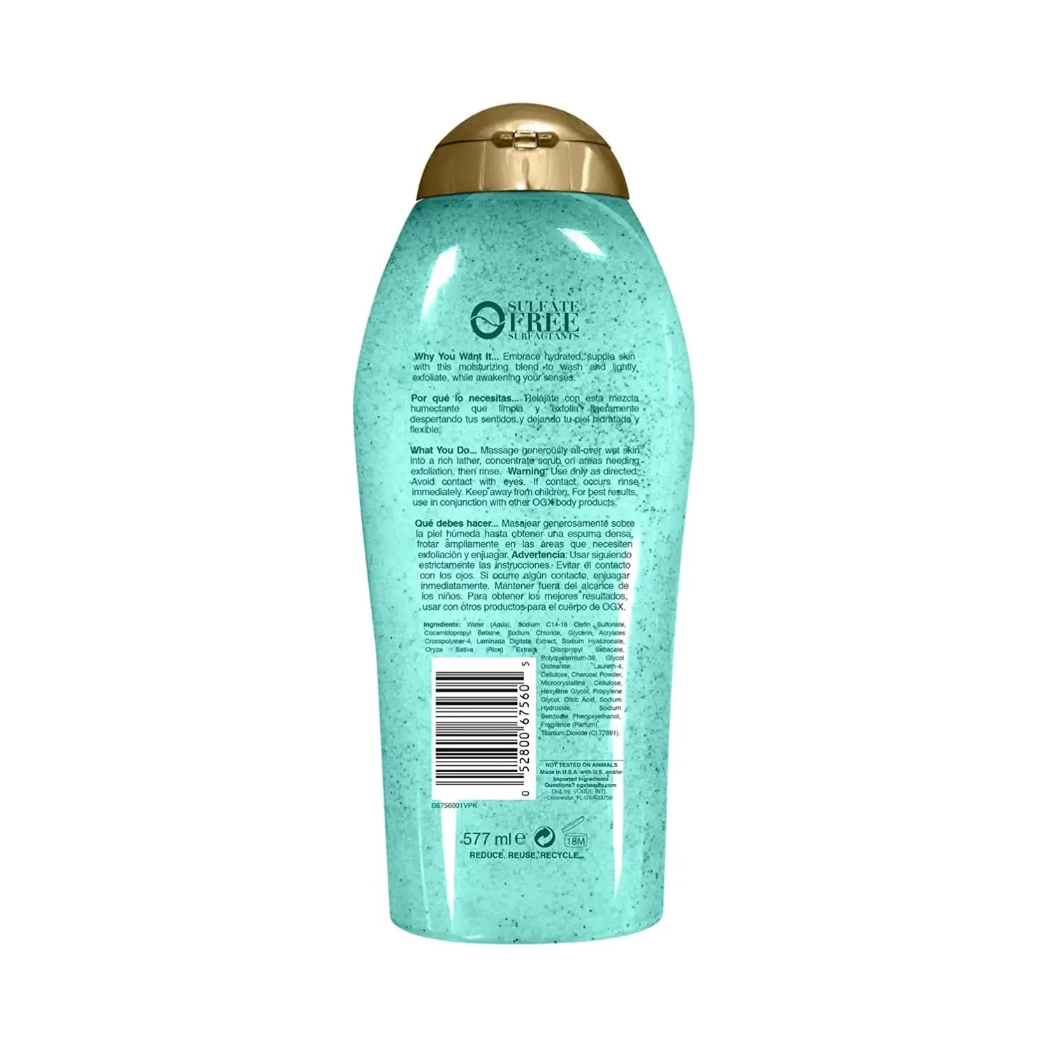 Ogx HYDRATION + Sea Kelp & Hyaluronic Acid Body Scrub & Wash 577ml