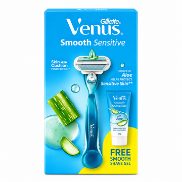 Gillette Venus Smooth Sensitive Razor Kit with Aloe Shave Gel