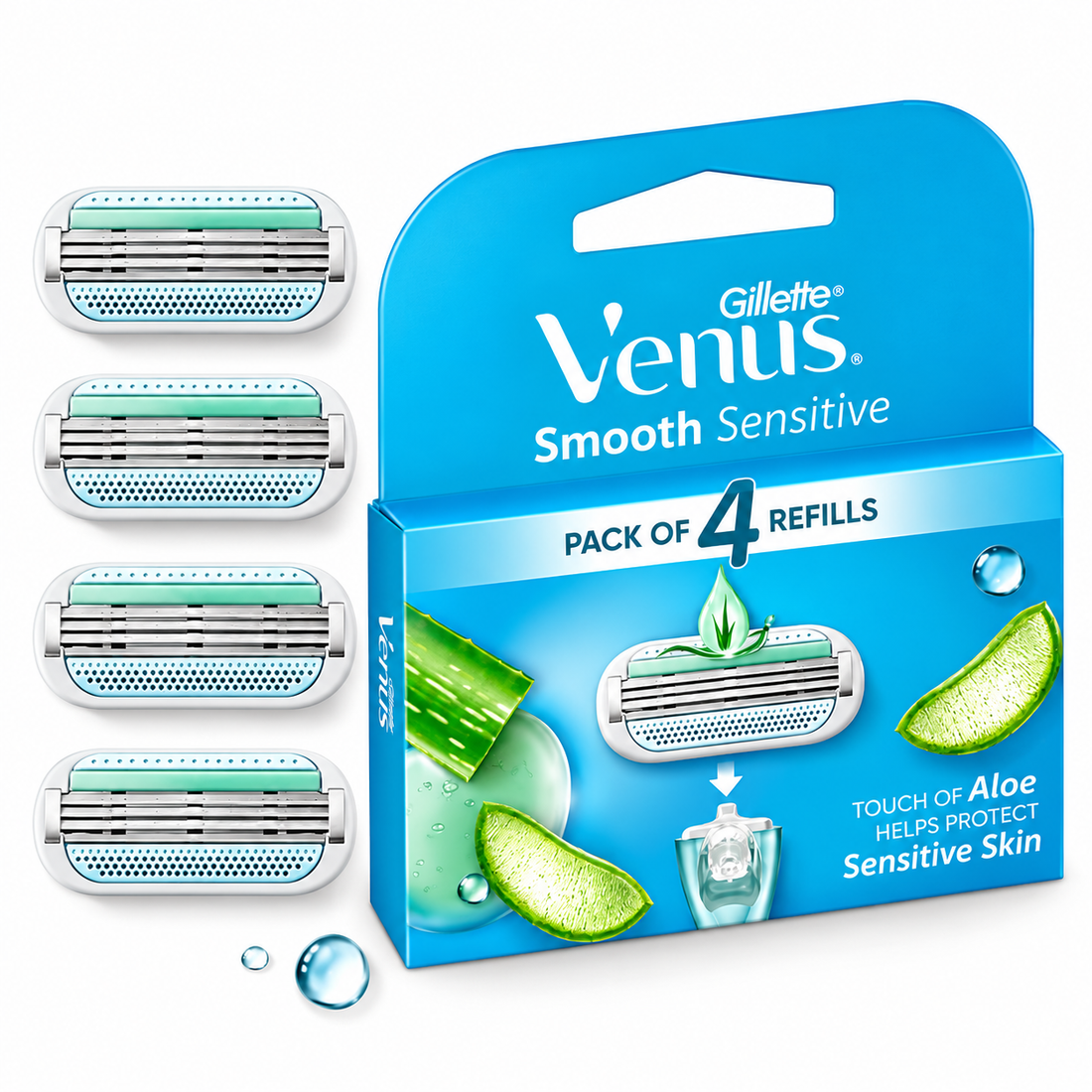 Gillette Venus Smooth Razor with Aloe Vera – 4 Cartridges