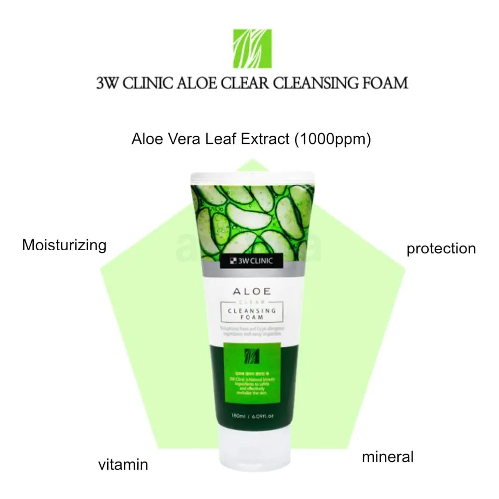 3W Clinic Aloe Clear Cleansing Foam 180ml