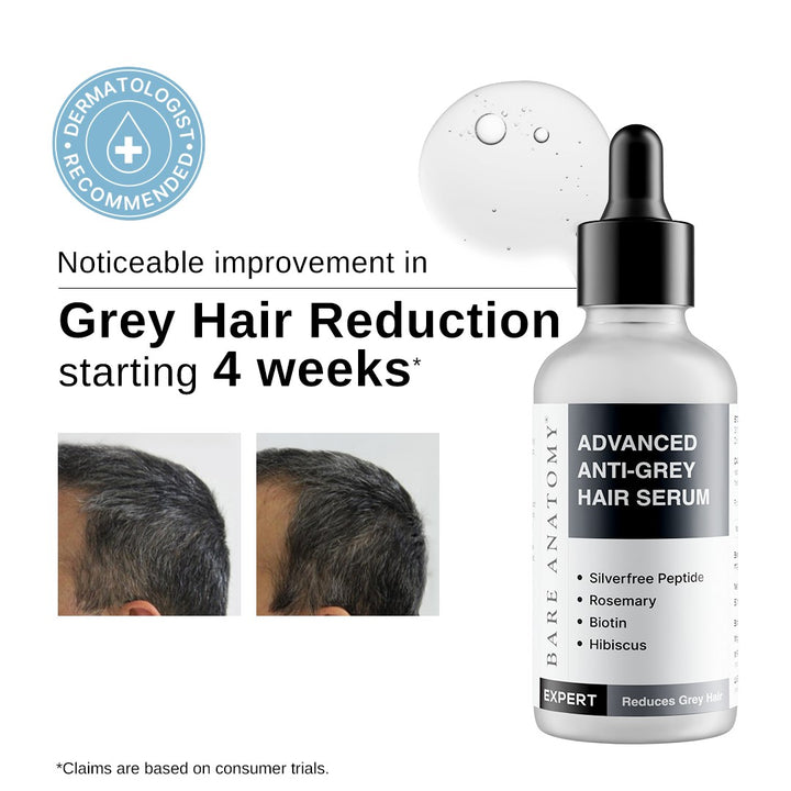 Bare Anatomy Advanced Anti-Grey Hair Serum – Silverfree Peptide, Rosemary, Biotin & Hibiscus | 50ml