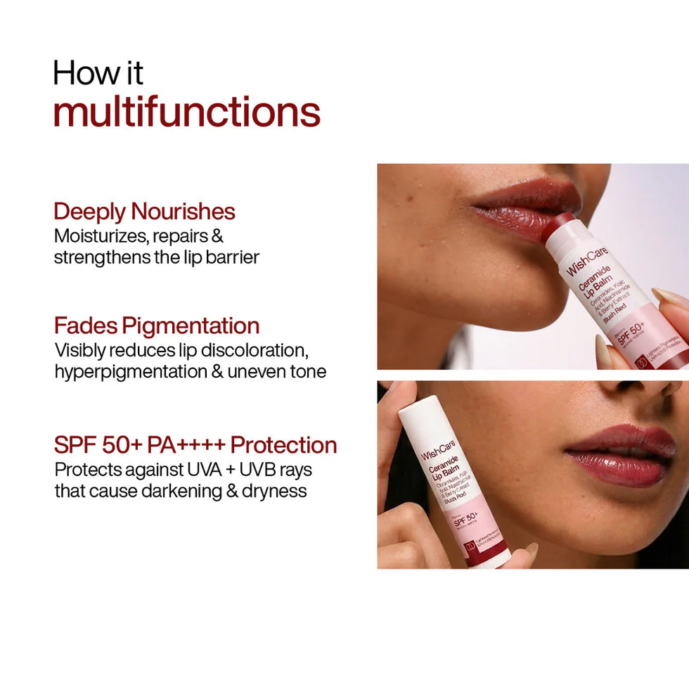 WishCare Ceramide Lip Balm SPF 50+ PA++++ – Blush Red Tinted Lip Balm 5g
