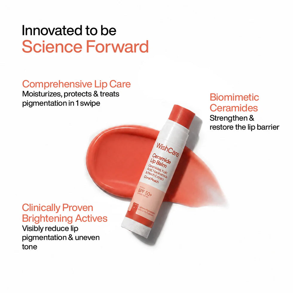WishCare Ceramide Lip Balm SPF 50+ PA++++ 5g – Coral Peach