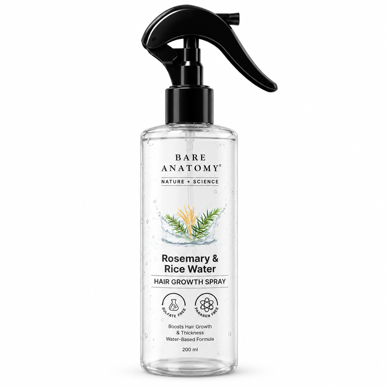 Bare Anatomy Rosemary & Rice Water Hair Growth Spray – Hair Growth & Thickness | 200ml