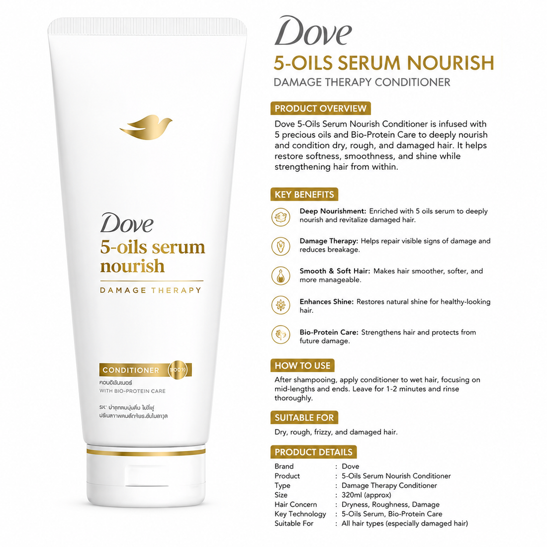 Dove 5-Oils Serum Nourish Conditioner-350ml