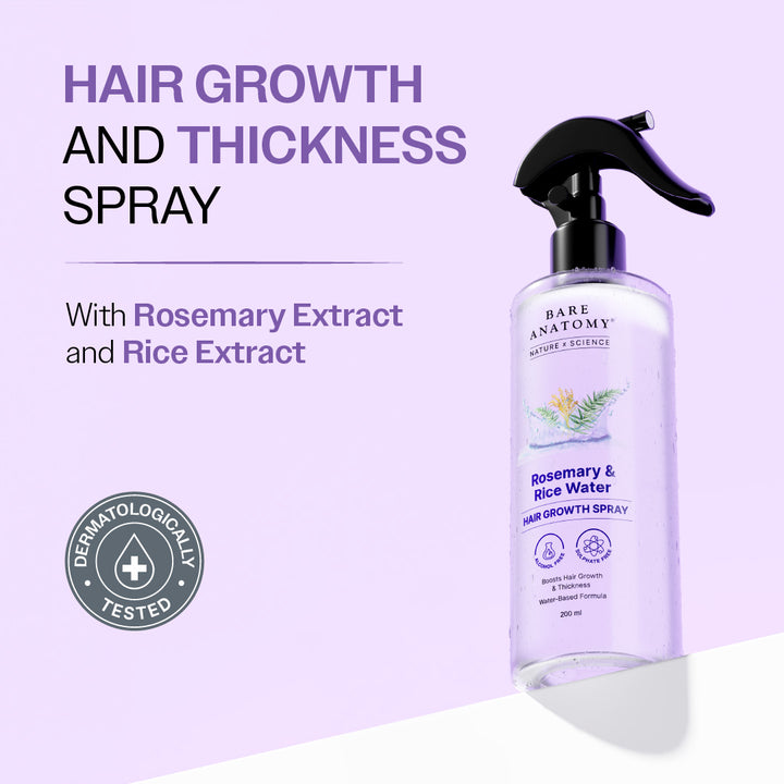 Bare Anatomy Rosemary & Rice Water Hair Growth Spray – Hair Growth & Thickness | 200ml