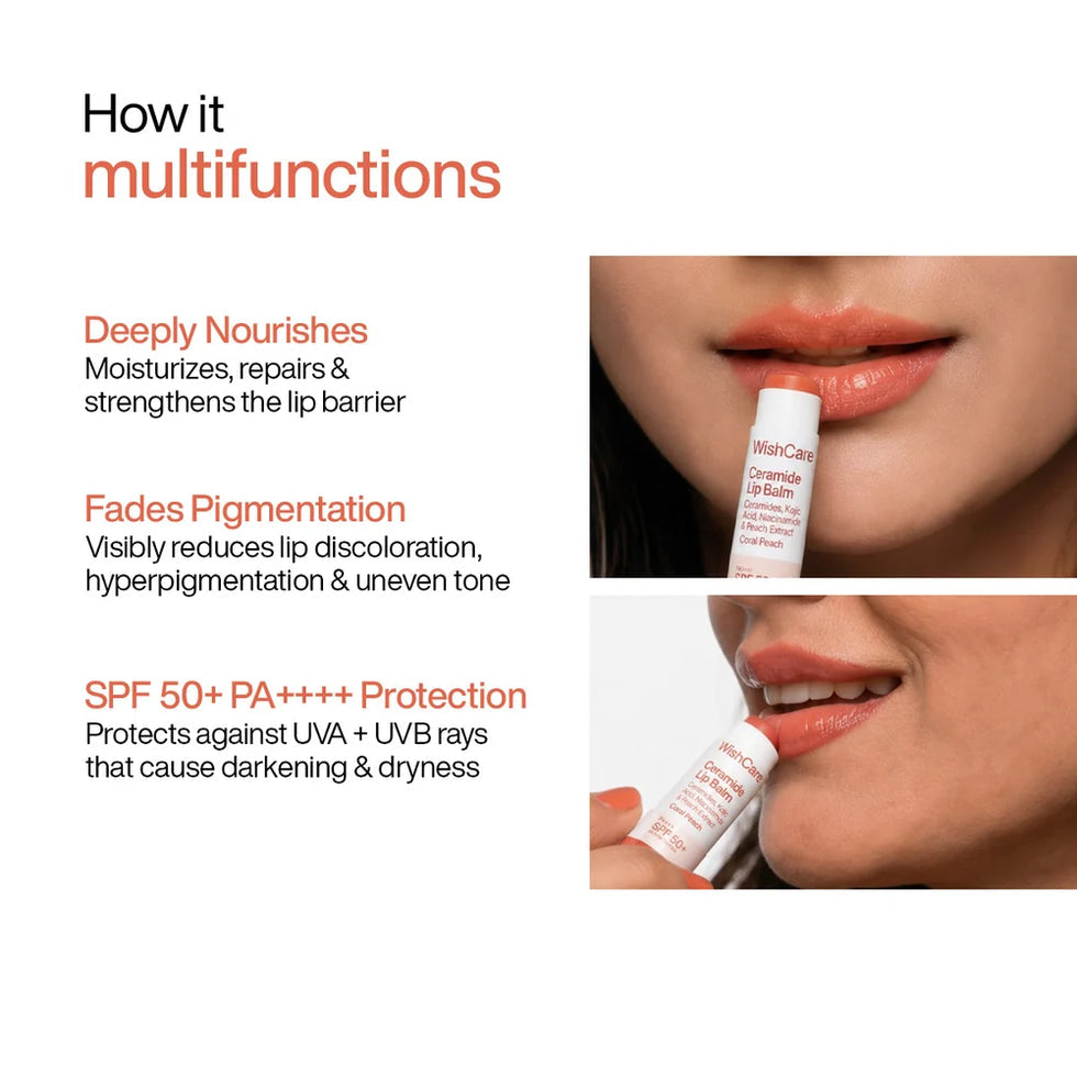 WishCare Ceramide Lip Balm SPF 50+ PA++++ 5g – Coral Peach