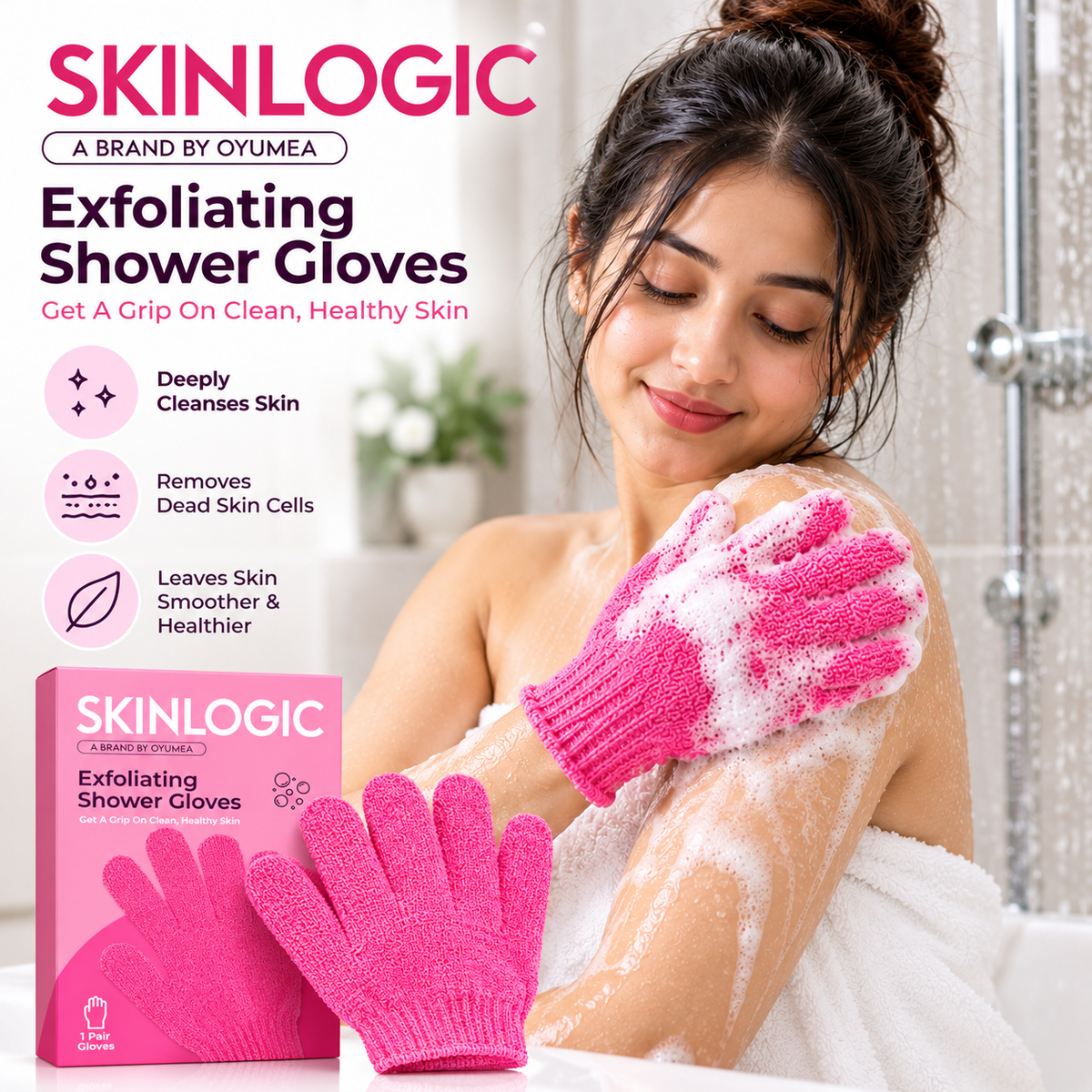Skinlogic Exfoliating Shower Gloves 1 Pair
