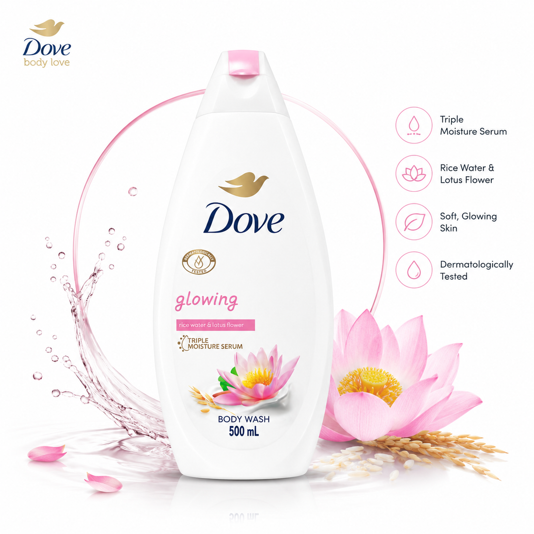 Dove Glowing Body Wash Rice Water & Lotus Flower – 500ml