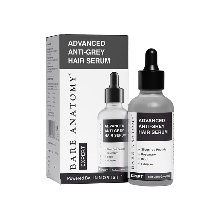 Bare Anatomy Advanced Anti-Grey Hair Serum – Silverfree Peptide, Rosemary, Biotin & Hibiscus | 50ml