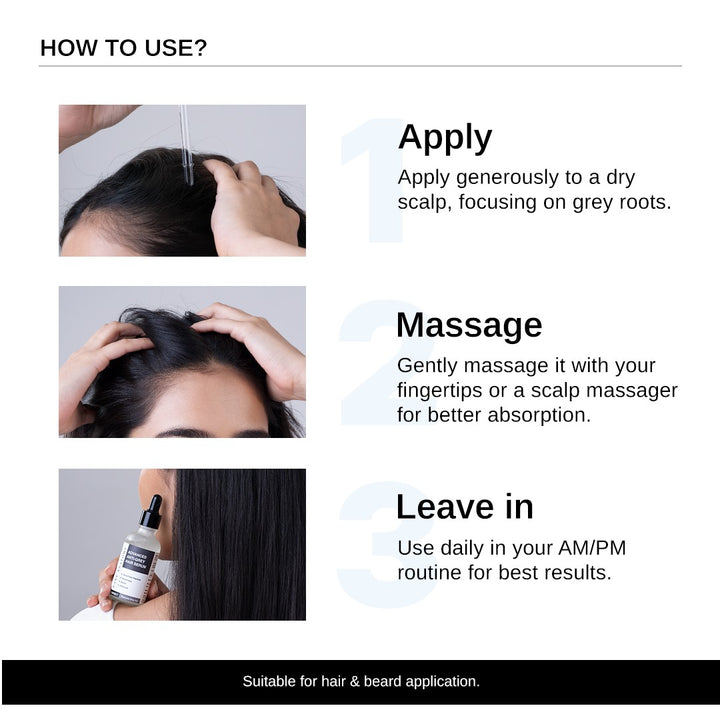 Bare Anatomy Advanced Anti-Grey Hair Serum – Silverfree Peptide, Rosemary, Biotin & Hibiscus | 50ml