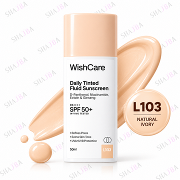 WishCare Daily Tinted Fluid Sunscreen SPF 50+ PA++++ – L103 Natural Ivory, 50ml