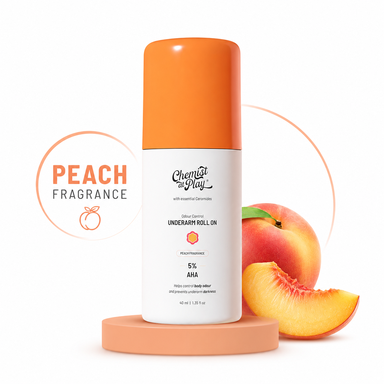 Chemist at Play 5% AHA Underarm Roll-On – Peach | 40 ml