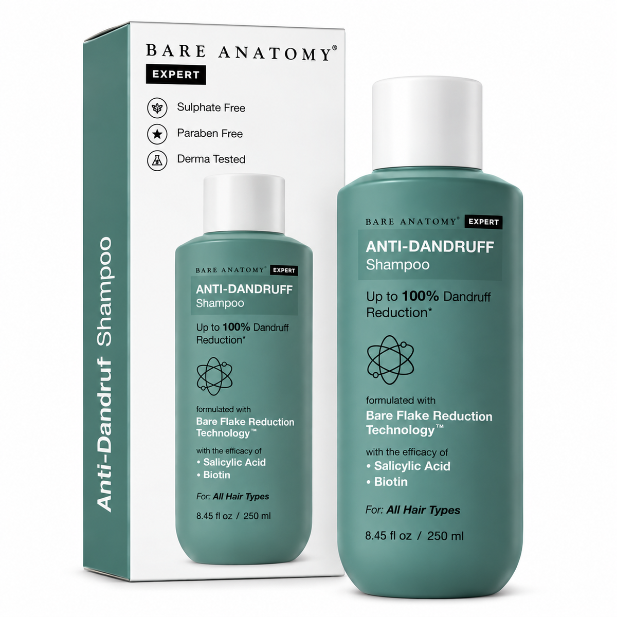 Bare Anatomy Anti-Dandruff Shampoo – Up to 100% Dandruff Reduction | 250ml
