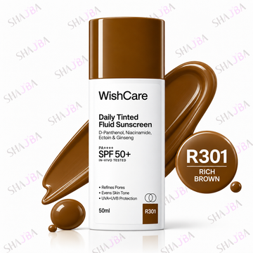 WishCare Daily Tinted Fluid Sunscreen SPF 50+ PA++++ R301 Rich Brown – 50ml